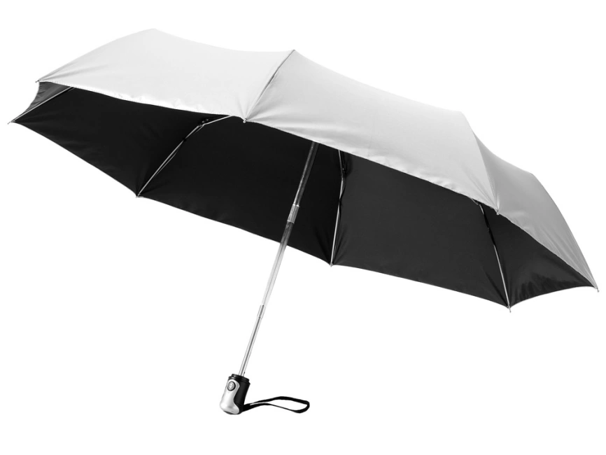 Зонт Alex трехсекционный автоматический 21,5, серебристый/черный фото 1