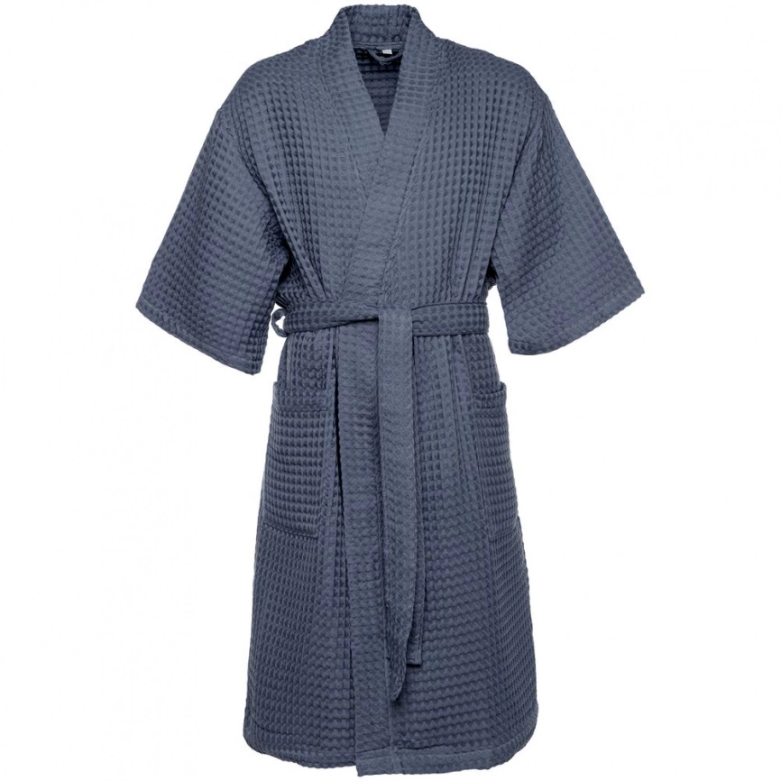 Халат вафельный мужской Boho Kimono, темно-серый (графит), размер XL (52-54) фото 10