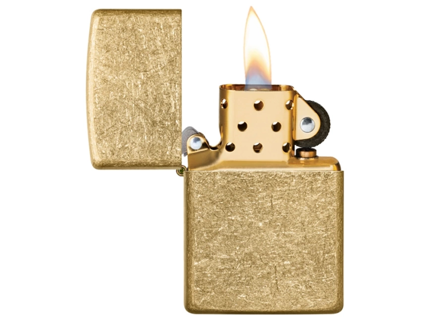 Зажигалка ZIPPO Classic с покрытием Tumbled Brass, латунь/сталь, золотистая, матовая, 38x13x57 мм фото 8