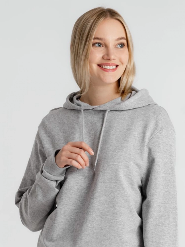 Толстовка с капюшоном унисекс Hoodie, серый меланж, размер S фото 18