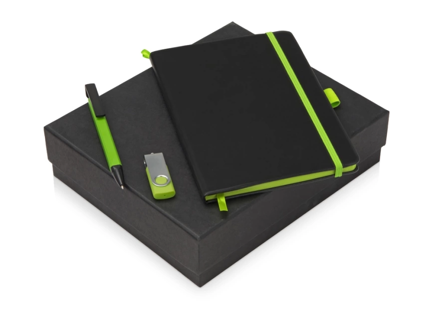 Подарочный набор Q-edge с флешкой, ручкой-подставкой и блокнотом А5, зеленый фото 1