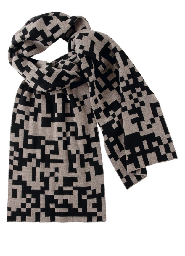 Шарф QR-code , песочный/черный фото 1