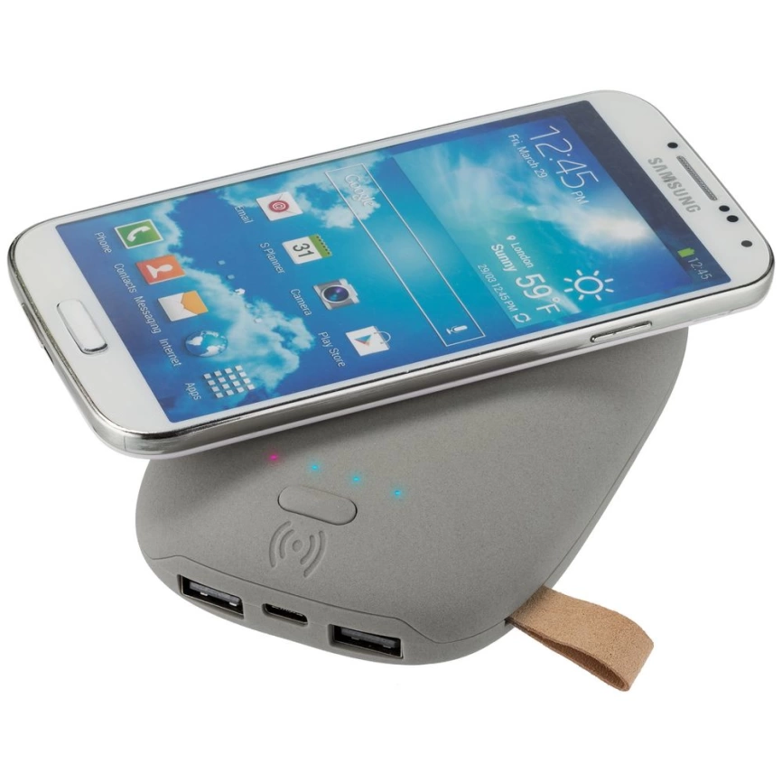 Аккумулятор с беспроводной зарядкой Pebble Wireless 9000 мАч, серый фото 6