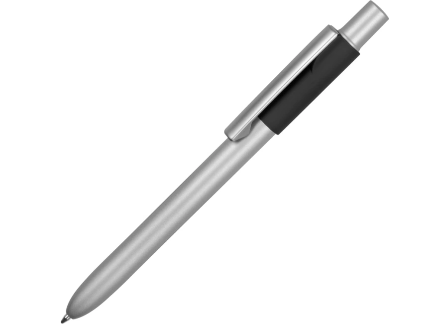 Ручка металлическая шариковая Bobble с силиконовой вставкой, серый/черный фото 1