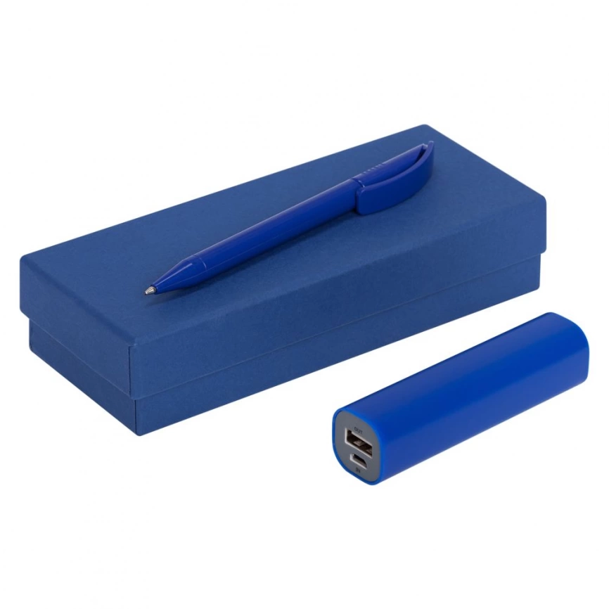 Набор Couple: аккумулятор и ручка, синий фото 1