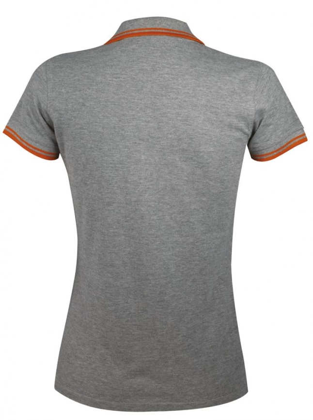 Рубашка поло женская Pasadena Women 200 с контрастной отделкой, серый меланж/оранжевый, размер L фото 2