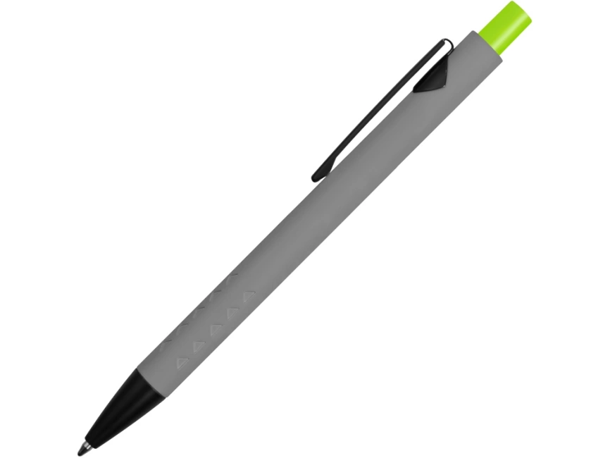 Ручка металлическая soft-touch шариковая Snap, серый/черный/зеленое яблоко фото 3