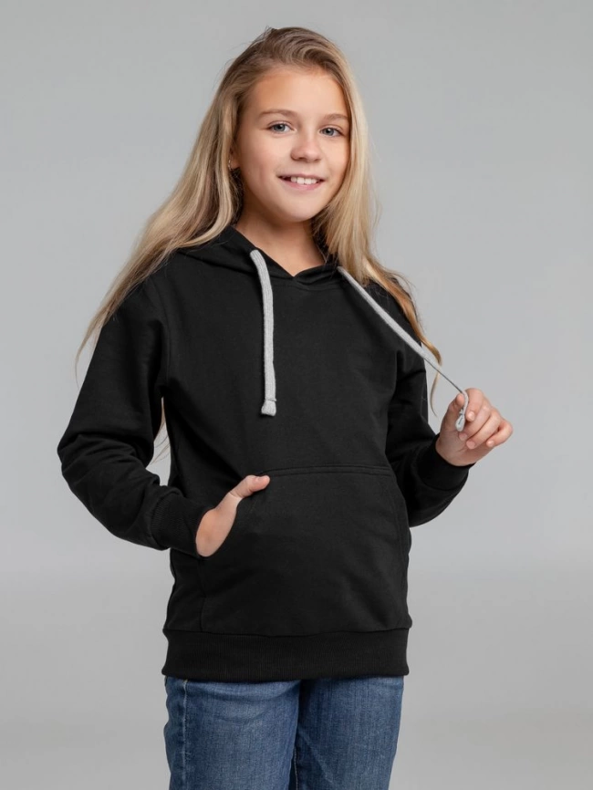 Толстовка с капюшоном детская Kirenga Kids, черная, 8 лет фото 11