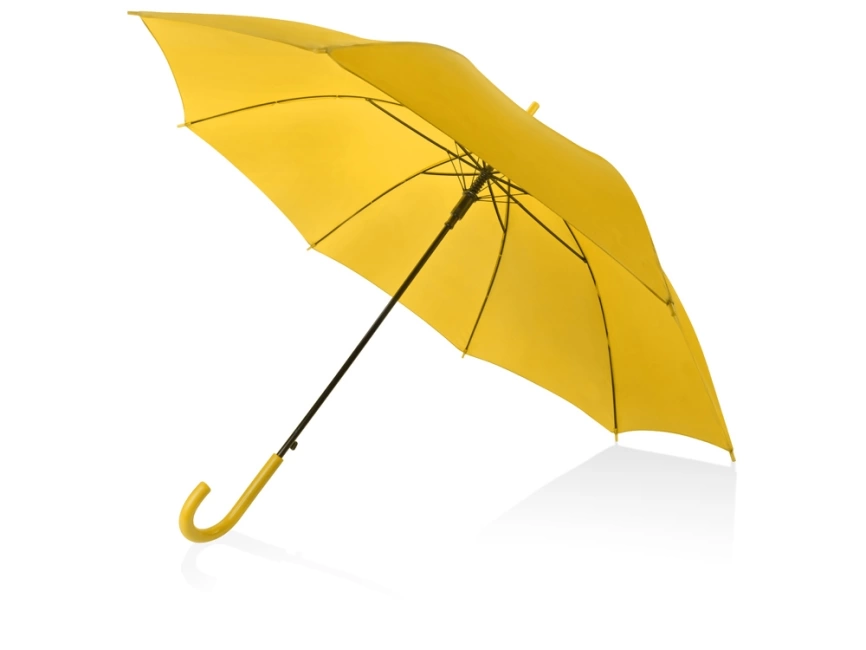 Зонт-трость полуавтоматический с пластиковой ручкой, желтый фото 1