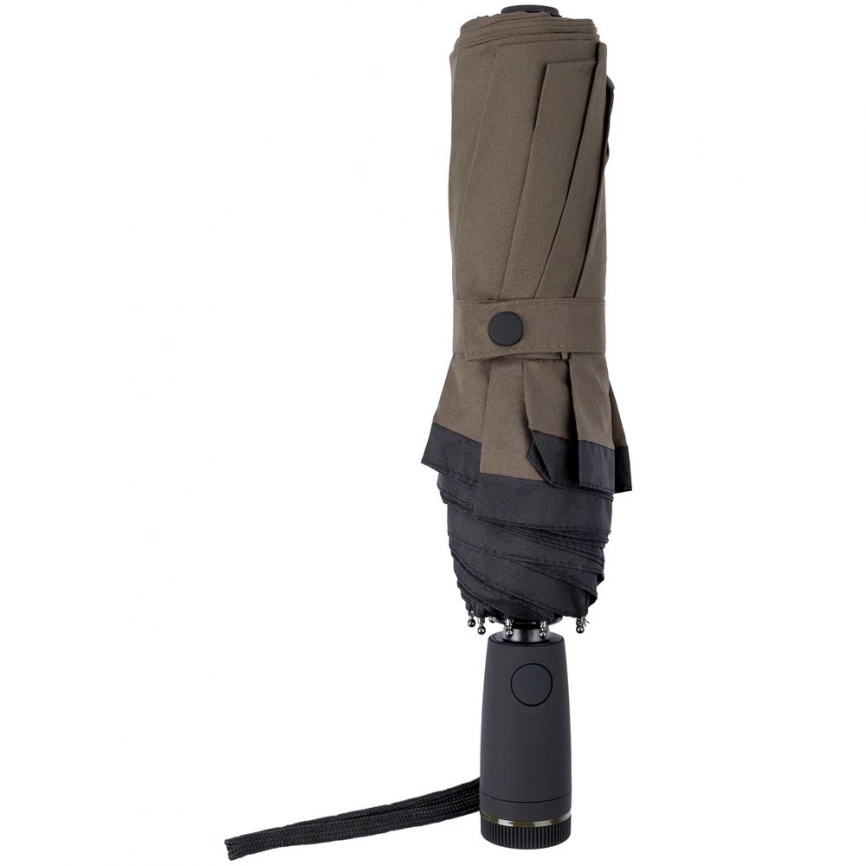 Зонт складной Gear, темно-зеленый (хаки) с черным фото 11