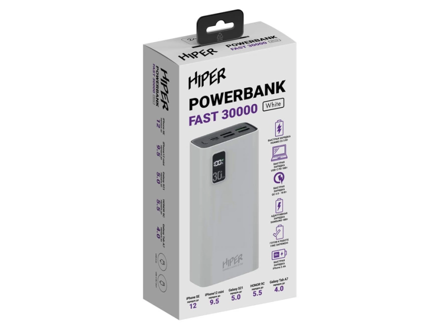 Портативный внешний аккумулятор FAST 30000 White фото 4