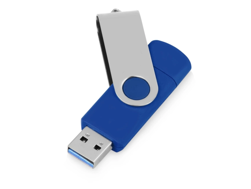 USB3.0/USB Type-C флешка на 16 Гб Квебек C, синий фото 2