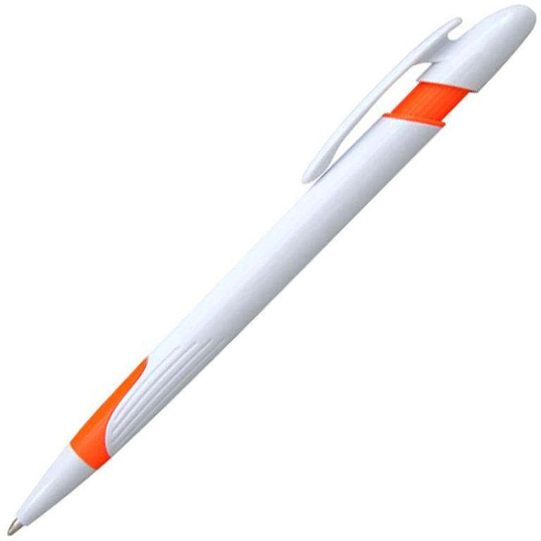 Ручка шариковая, пластик, белый/оранжевый фото 1