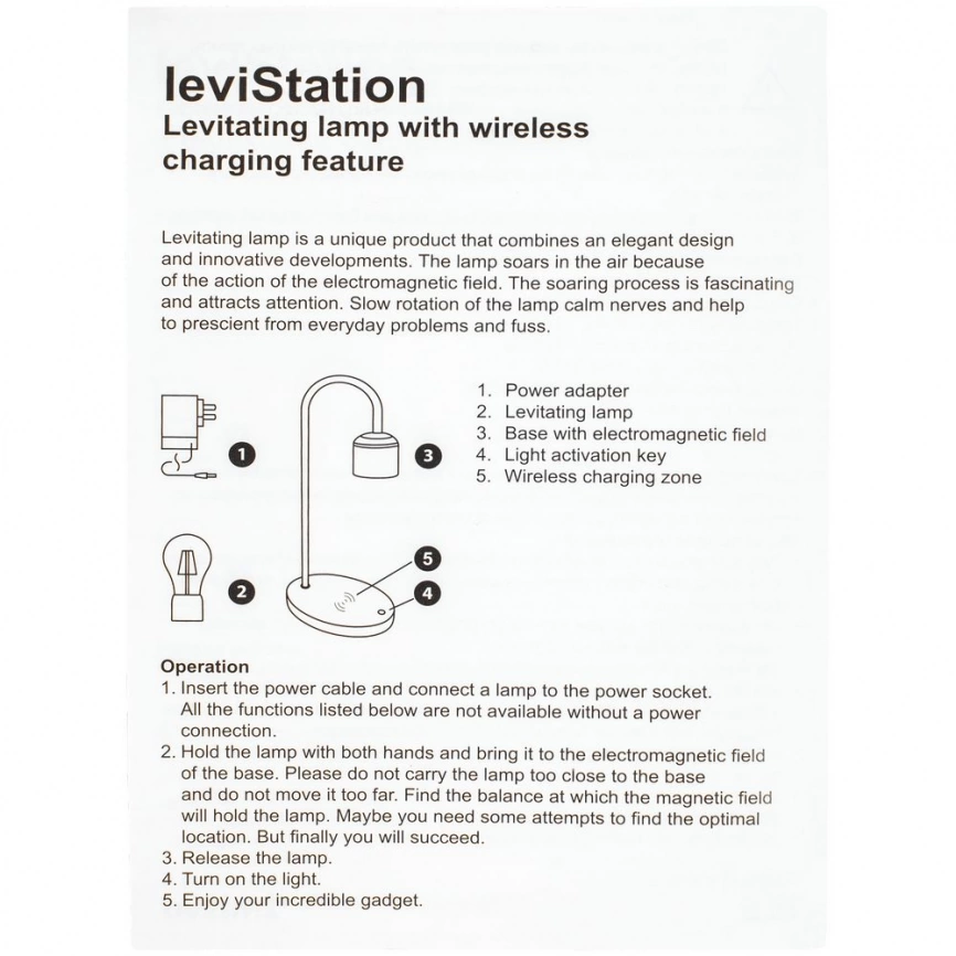 Левитирующая лампа с функцией беспроводной зарядки leviStation фото 8