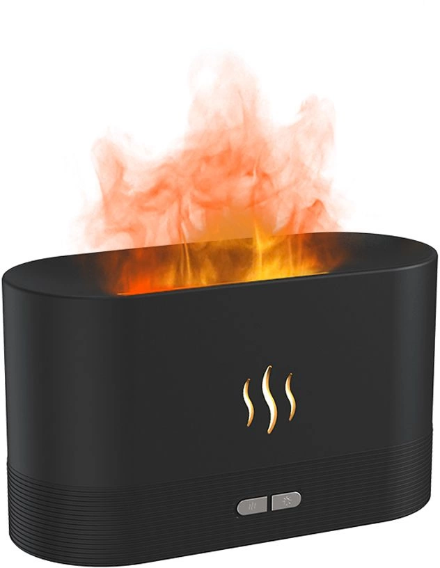 USB арома увлажнитель воздуха Flame со светодиодной подсветкой - изображением огня, чёрный фото 1