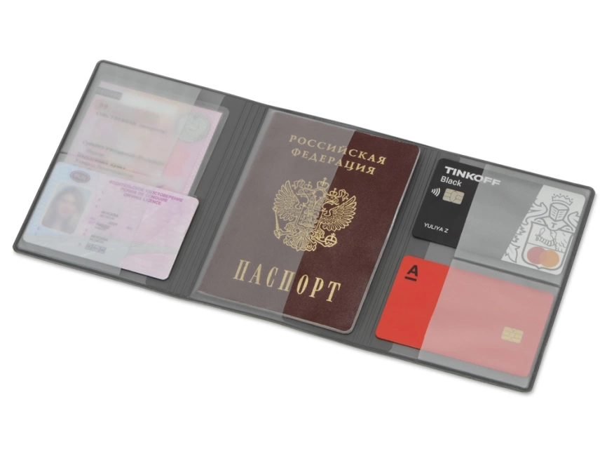Обложка на магнитах для автодокументов и паспорта Favor зеленое яблоко/серая фото 2