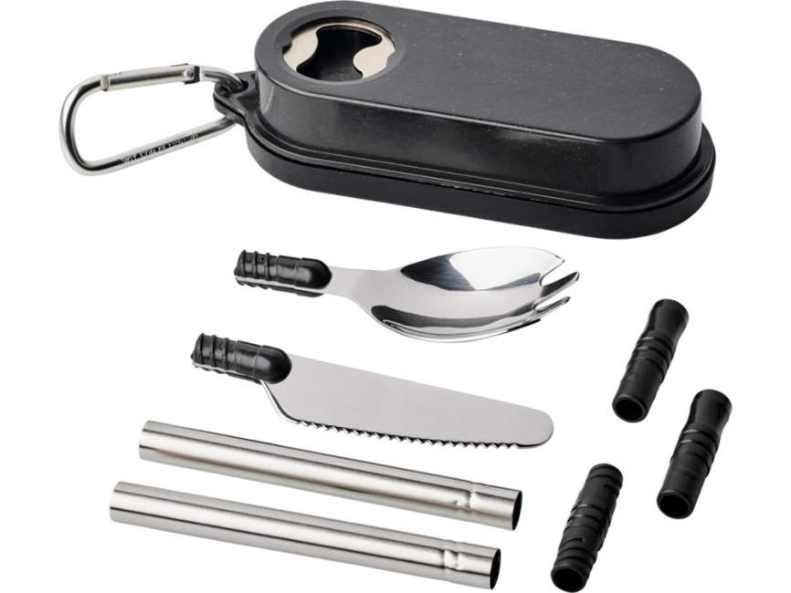 Столовый прибор Giles из пшеничной соломы с открывалкой для бутылок, черный фото 1