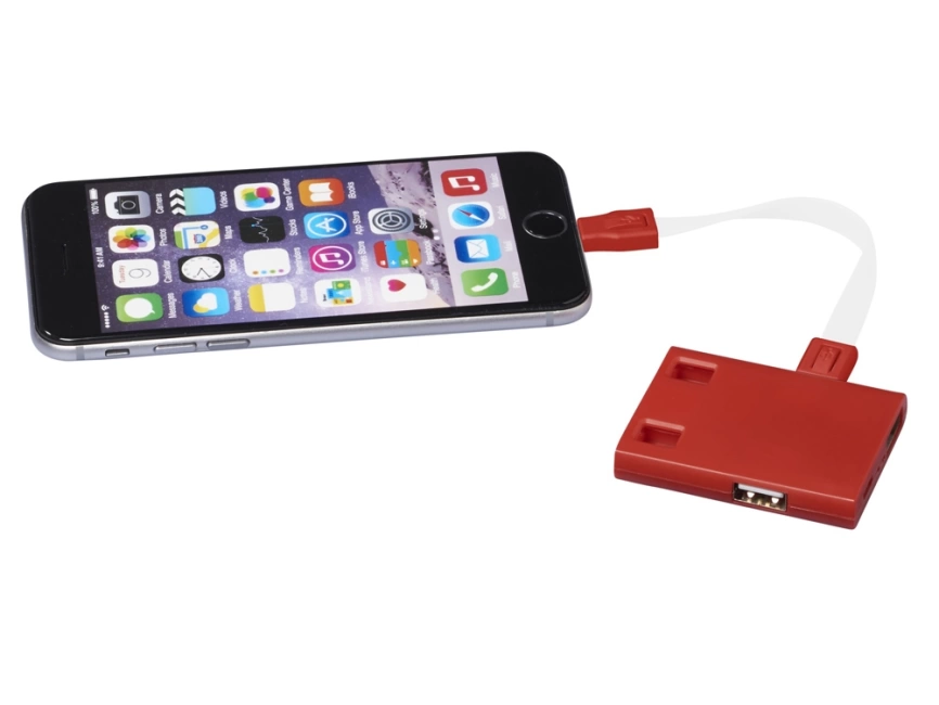 USB Hub и кабели 3-в-1, красный фото 2