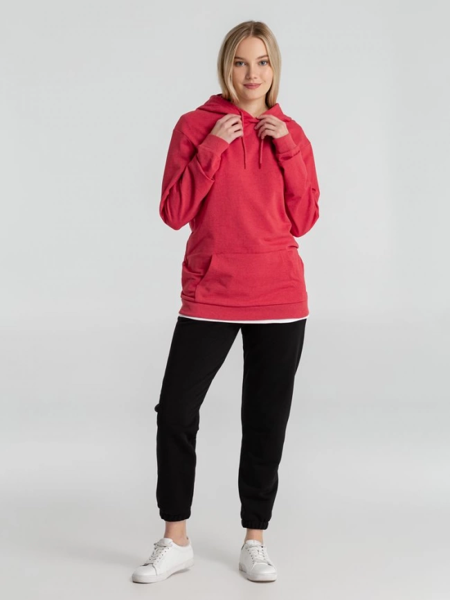 Толстовка с капюшоном унисекс Hoodie, красный меланж, размер XL фото 19