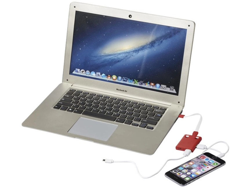 USB Hub и кабели 3-в-1, красный фото 5