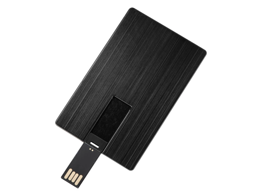 Флеш-карта USB 2.0 16 Gb в виде металлической карты Card Metal, черный фото 2