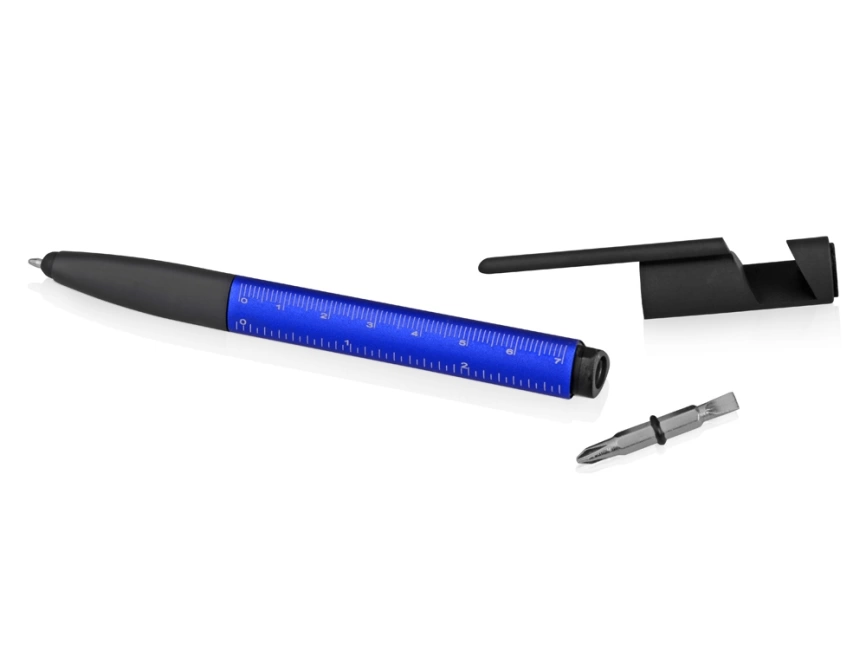 Ручка-стилус пластиковая шариковая многофункциональная (6 функций) Multy, синий фото 7