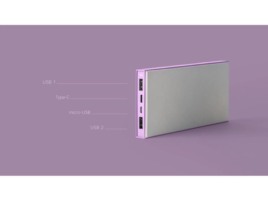 Внешний аккумулятор Rombica NEO ARIA Orchid, 10000мАч, Soft-touch, PD, QCharge, Type-C, сиреневый фото 6