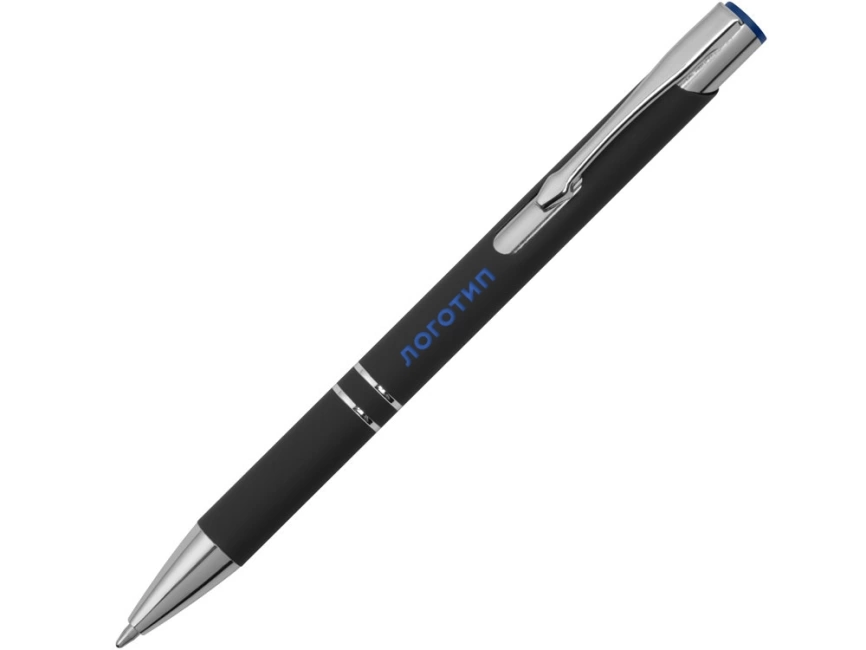 Ручка металлическая шариковая Legend Mirror Gum софт-тач с цветным слоем, черный / синий фото 1