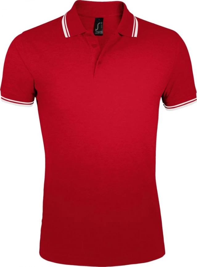 Рубашка поло мужская Pasadena Men 200 с контрастной отделкой красная с белым, размер S фото 1
