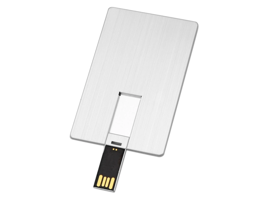 Флеш-карта USB 2.0 16 Gb в виде металлической карты Card Metal, серебристый фото 2