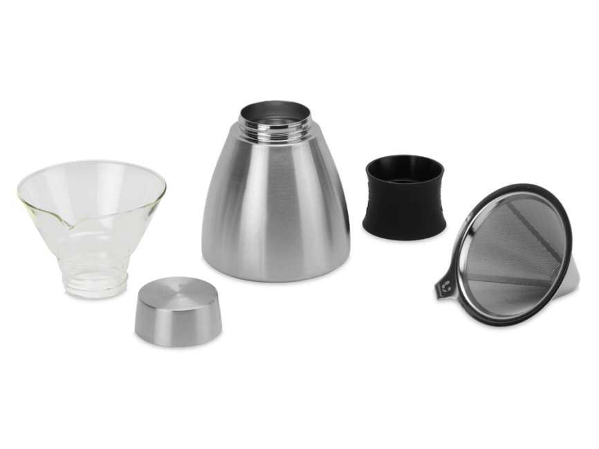 Кофеварка POUR OVER, 1000 мл, серебристый/черный фото 4