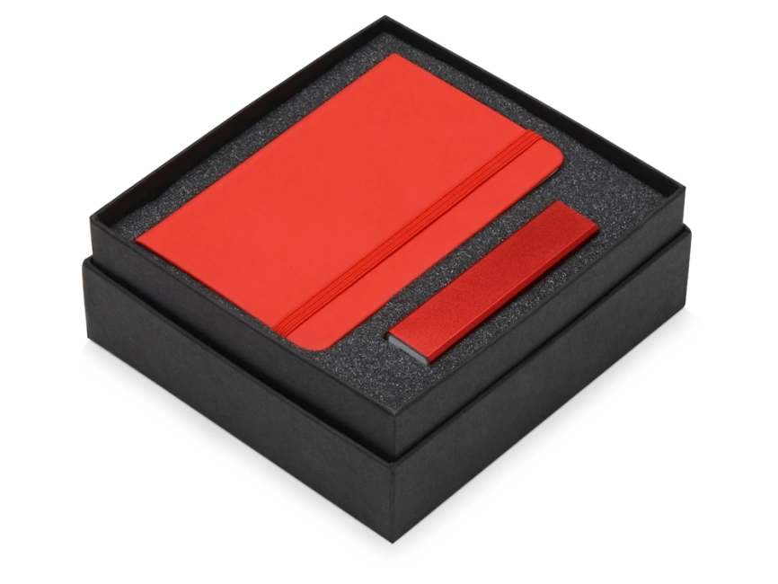 Подарочный набор To go с блокнотом и зарядным устройством, красный фото 2
