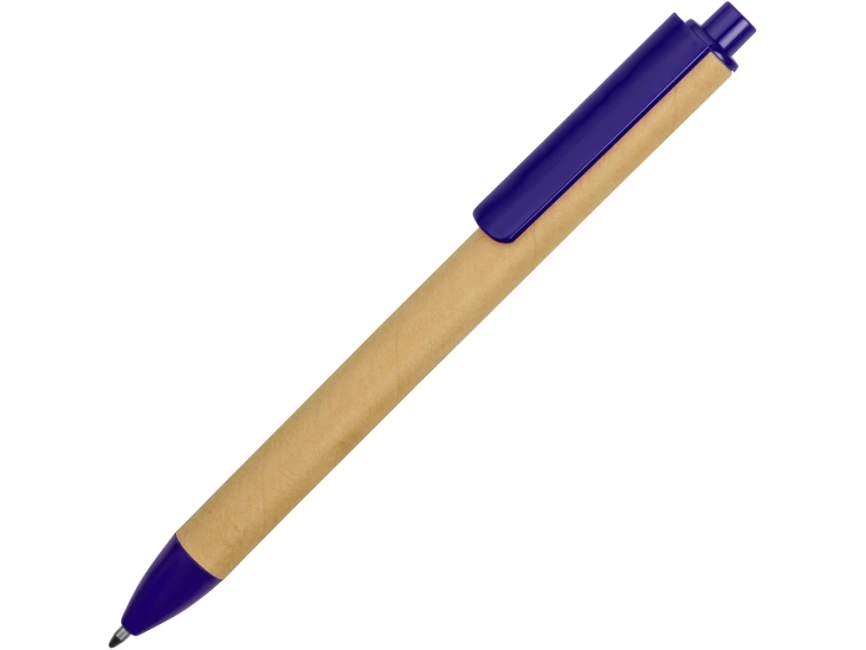 Ручка картонная пластиковая шариковая Эко 2.0, бежевый/синий фото 1