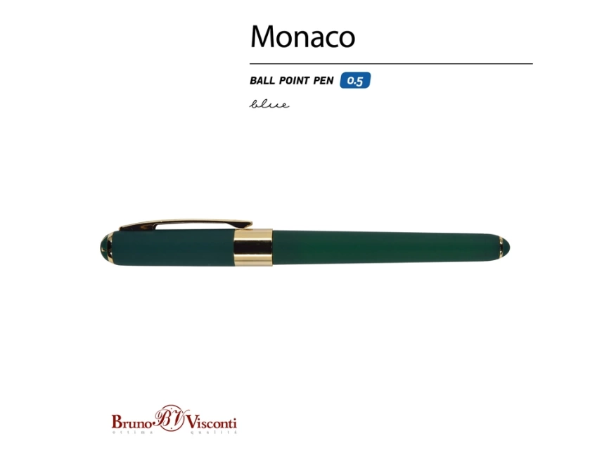 Ручка пластиковая шариковая Monaco, 0,5мм, синие чернила, зеленый фото 2