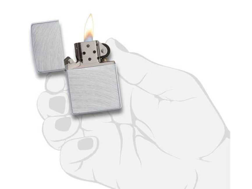Зажигалка ZIPPO Classic с покрытием Chrome Arch, латунь/сталь, серебристая, матовая, 38x13x57 мм фото 4