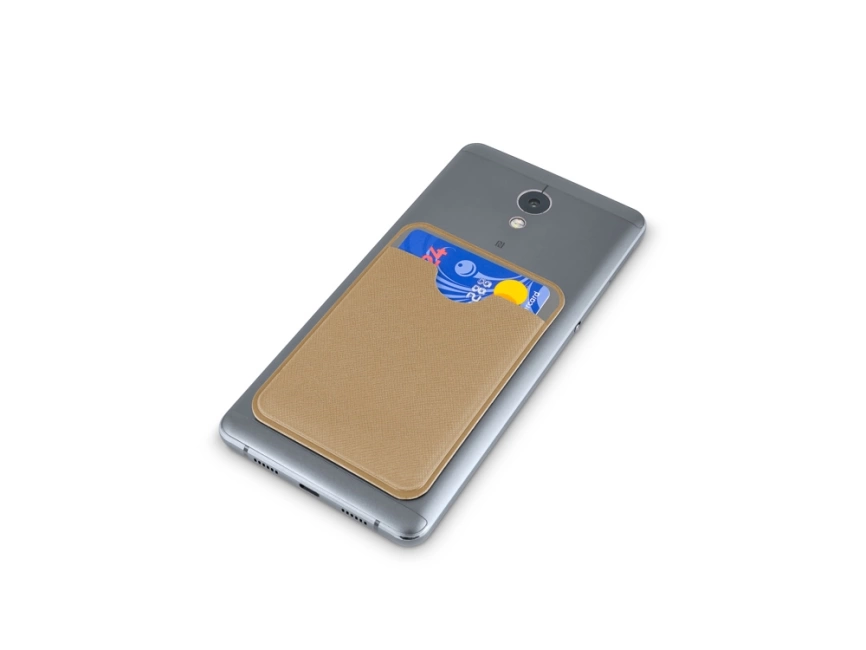 Чехол-картхолдер Favor на клеевой основе на телефон для пластиковых карт и и карт доступа, бежевый фото 4