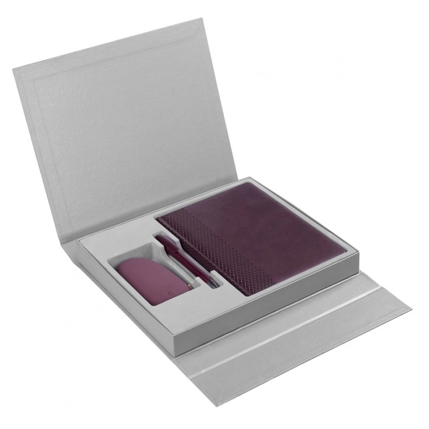 Коробка Status под ежедневник, аккумулятор и ручку, серебристая фото 3