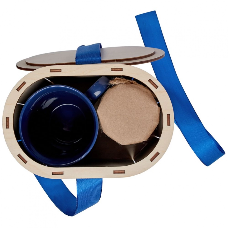 Коробка Drummer, овальная, с синей лентой фото 5
