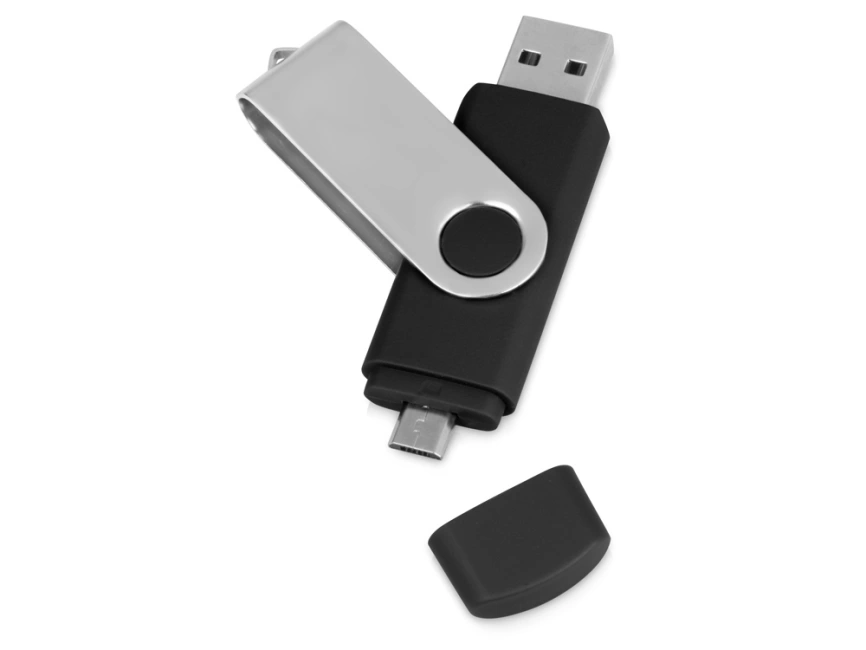 USB/micro USB-флешка 2.0 на 16 Гб Квебек OTG, черный фото 1