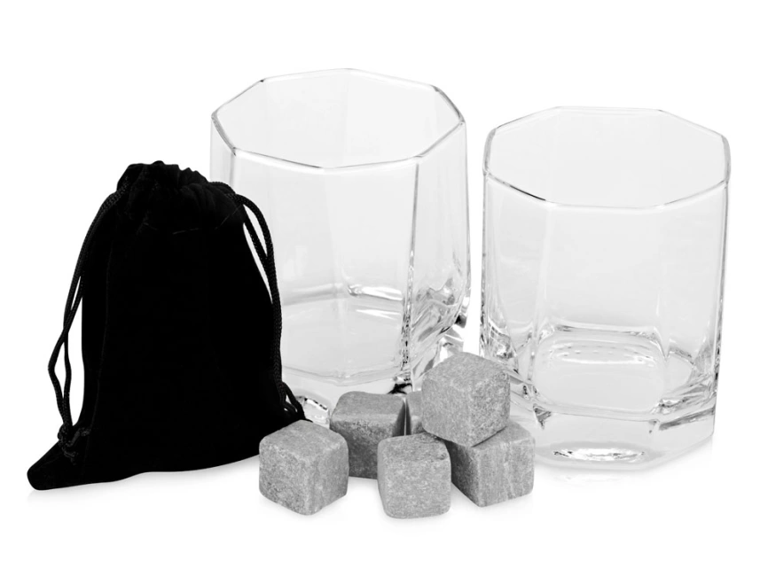 Набор для виски: 2 бокала, 6 камней, мешочек, коробка фото 1