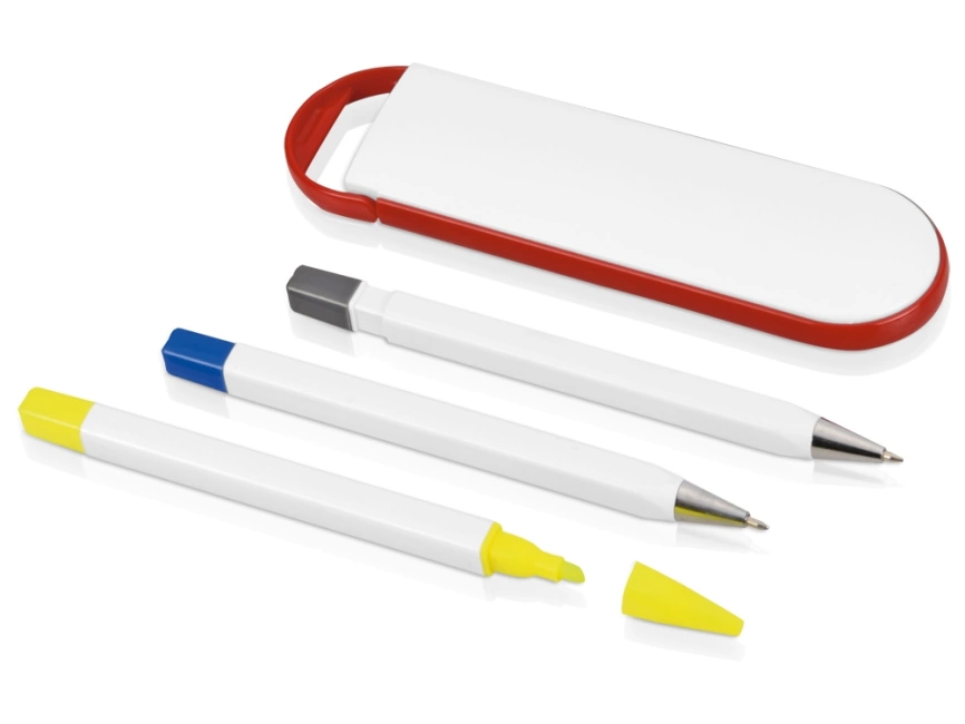 Набор Квартет: ручка шариковая, карандаш и маркер, белый/красный фото 3