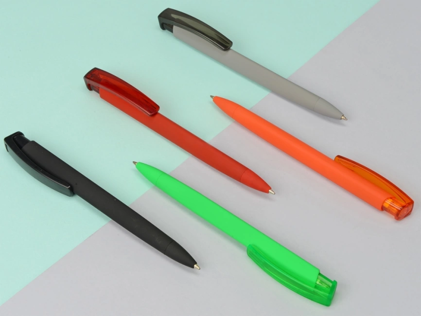 Ручка шариковая трехгранная UMA TRINITY K transparent GUM, soft-touch, серый фото 2
