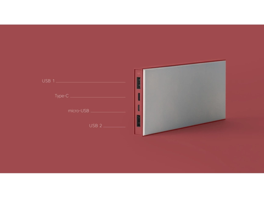 Внешний аккумулятор Rombica NEO ARIA Claret, 10000 мАч, Soft-touch, PD, QCharge, Type-C, бордовый фото 6