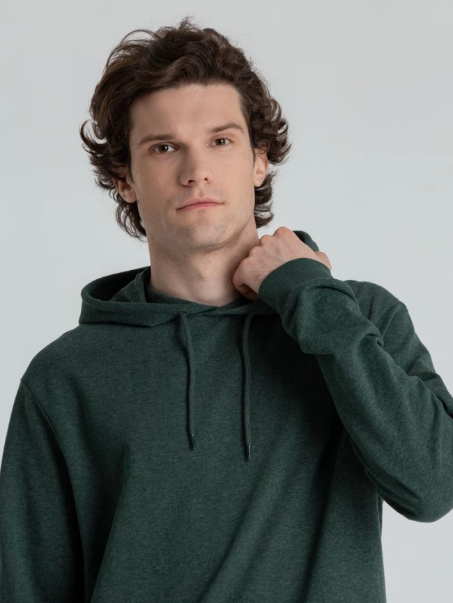 Толстовка с капюшоном унисекс Hoodie, темно-зеленый меланж, размер S фото 15