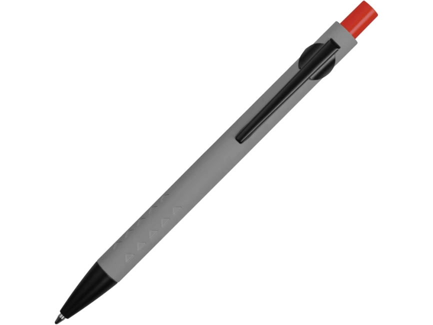 Ручка металлическая soft-touch шариковая Snap, серый/черный/красный фото 2