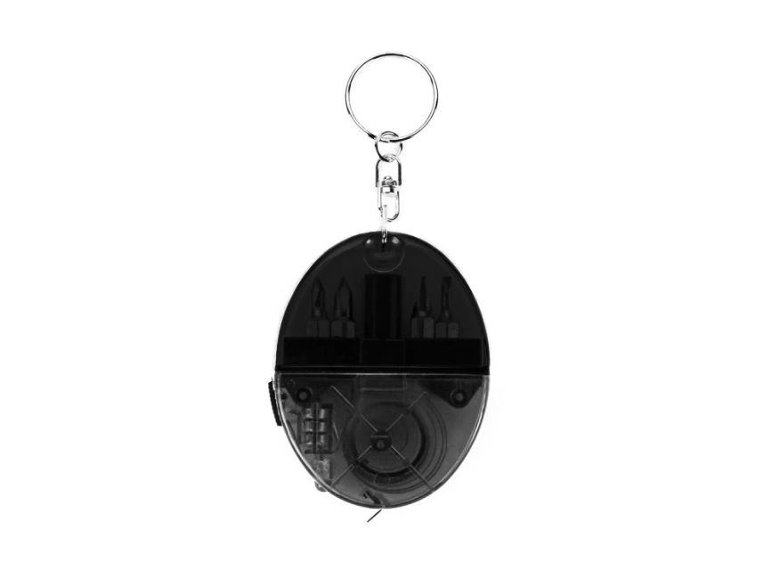 Брелок-рулетка с набором отверток и фонариком, серый фото 5