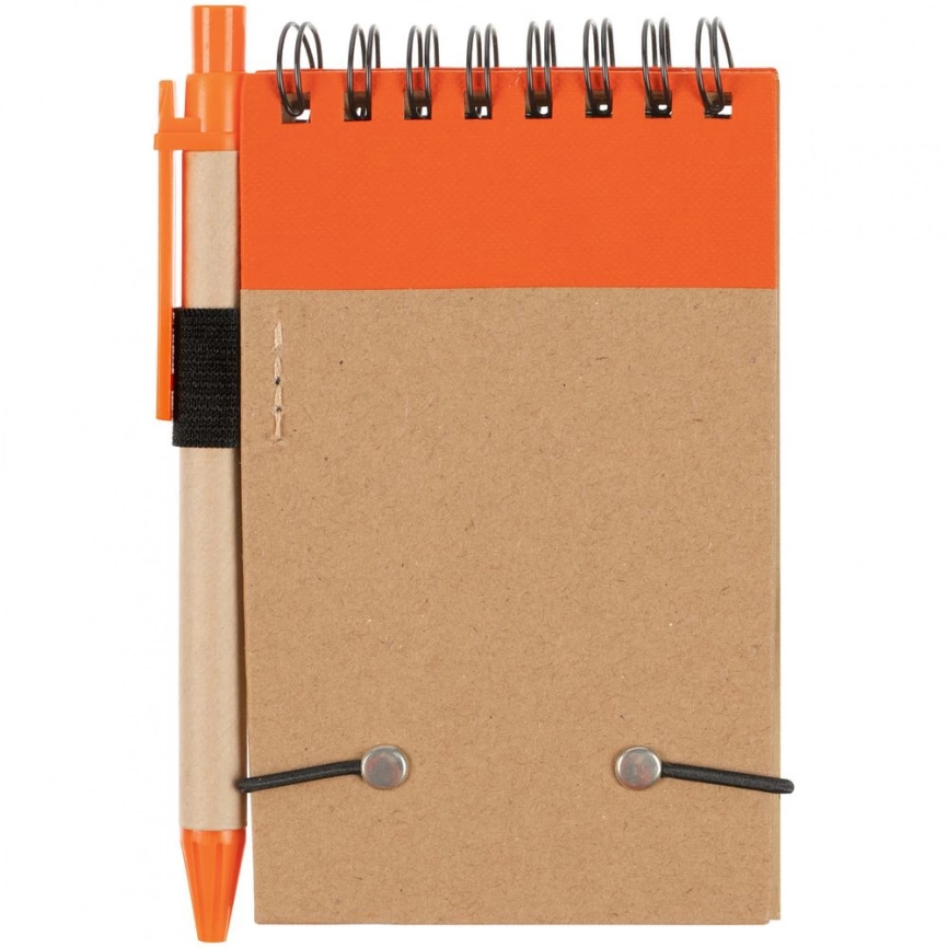 Блокнот на кольцах Eco Note с ручкой, темно-оранжевый фото 2