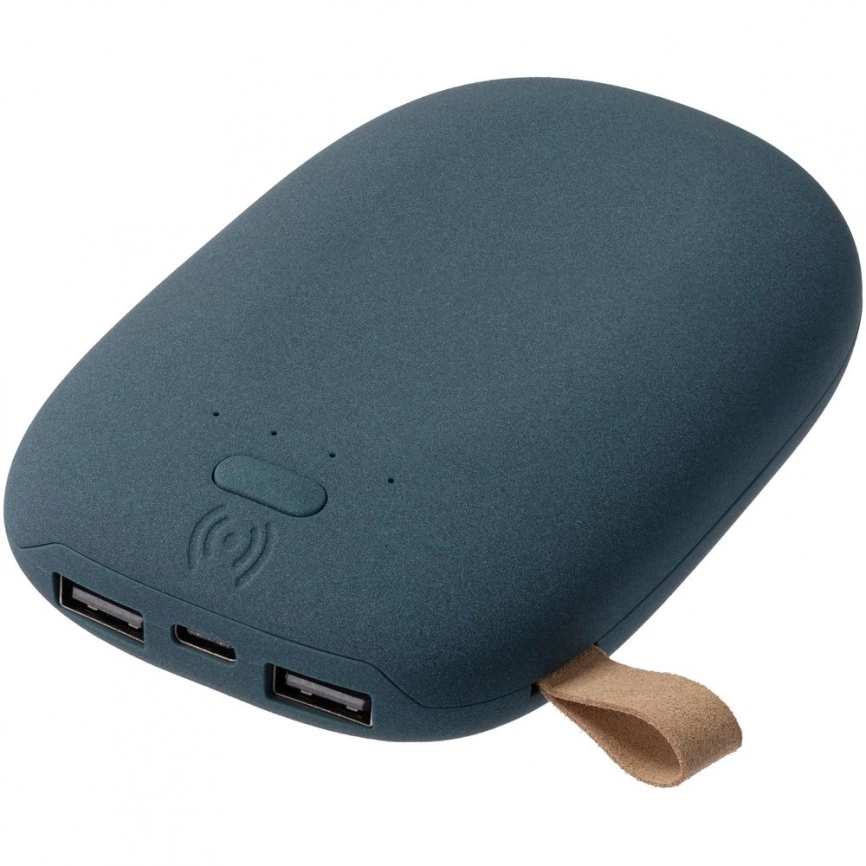 Аккумулятор с беспроводной зарядкой Pebble Wireless 9000 мАч, серо-синий фото 1