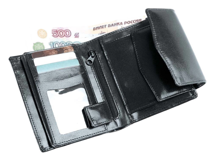 Портмоне с отделениями для кредитных карт и монет, черный фото 2