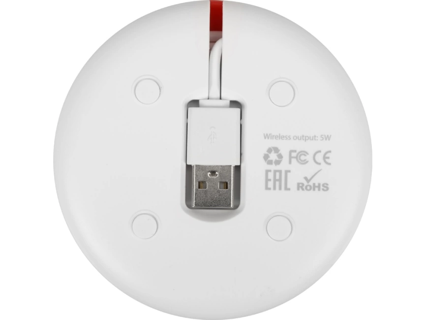 Беспроводное зарядное устройство со встроенным кабелем 2-в-1 Disc, красный фото 6